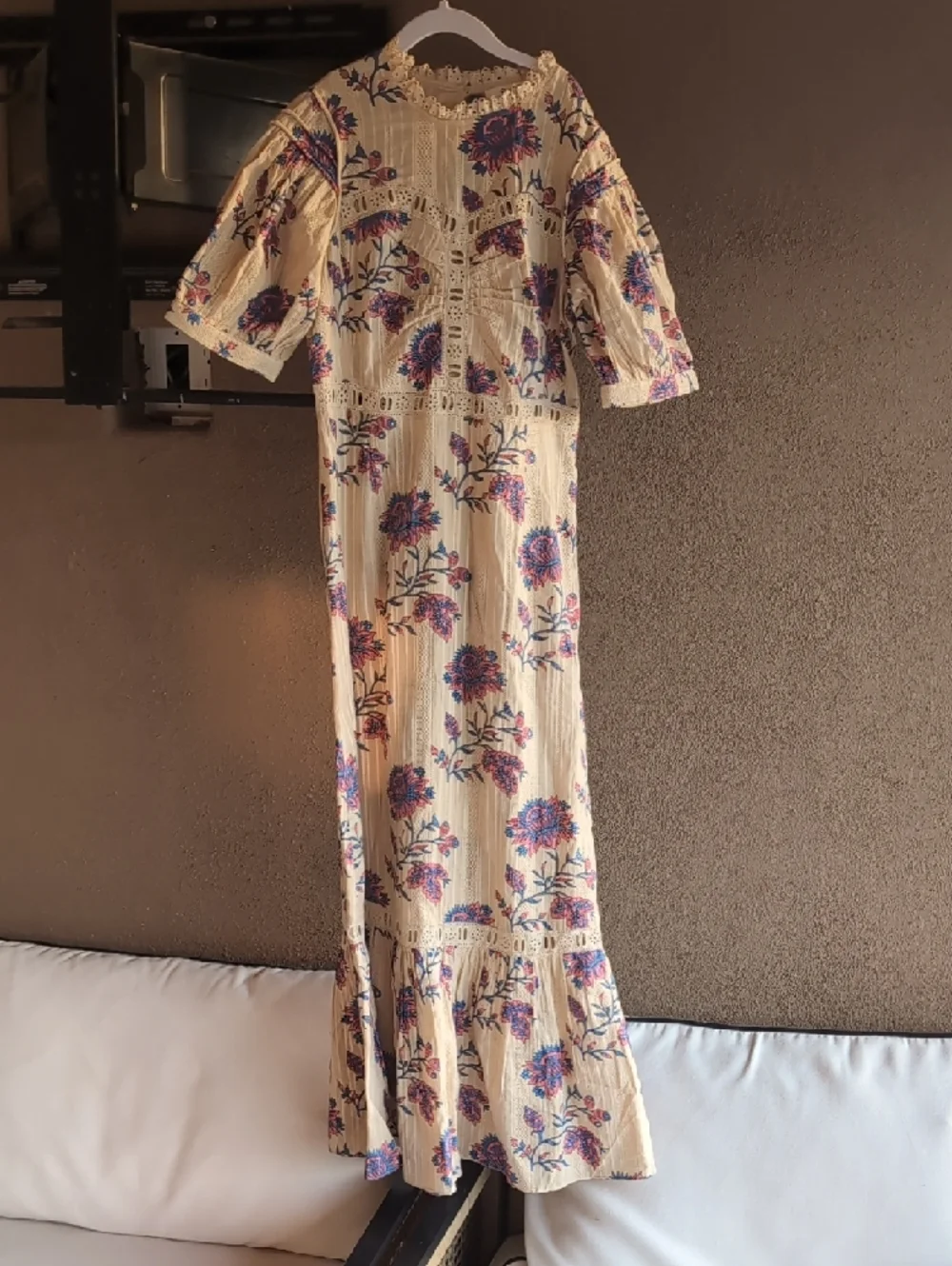 Sea New York Cream Maxi Dress with Purple Floral Print